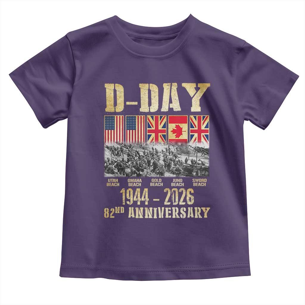 D Day 82nd Anniversary Honor History Normandy WWII Toddler T Shirt TS11 Purple Print Your Wear