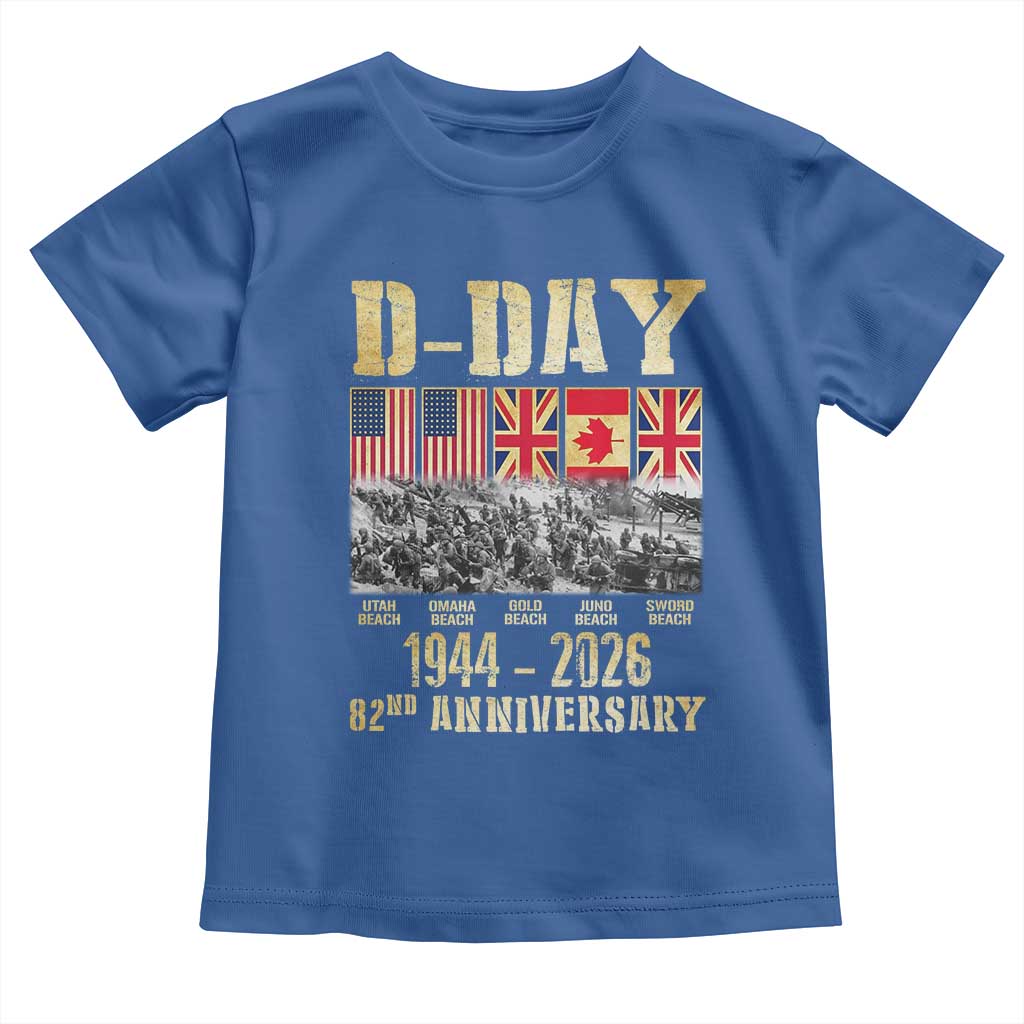 D Day 82nd Anniversary Honor History Normandy WWII Toddler T Shirt TS11 Royal Blue Print Your Wear