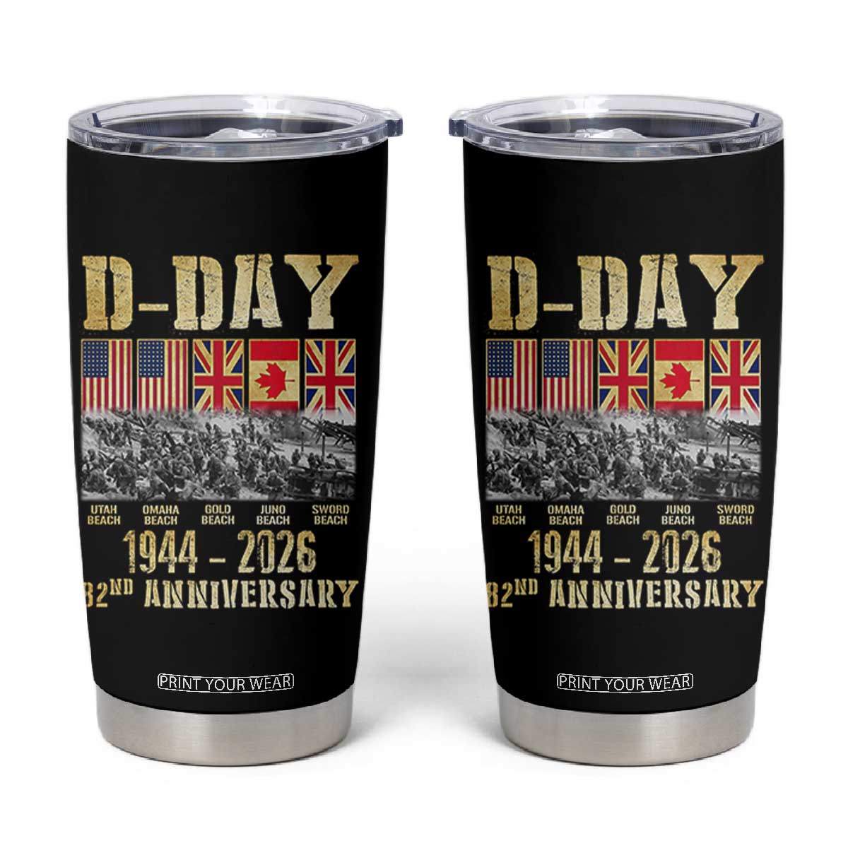 D Day 82nd Anniversary Honor History Normandy WWII Tumbler Cup TS11 Black Print Your Wear