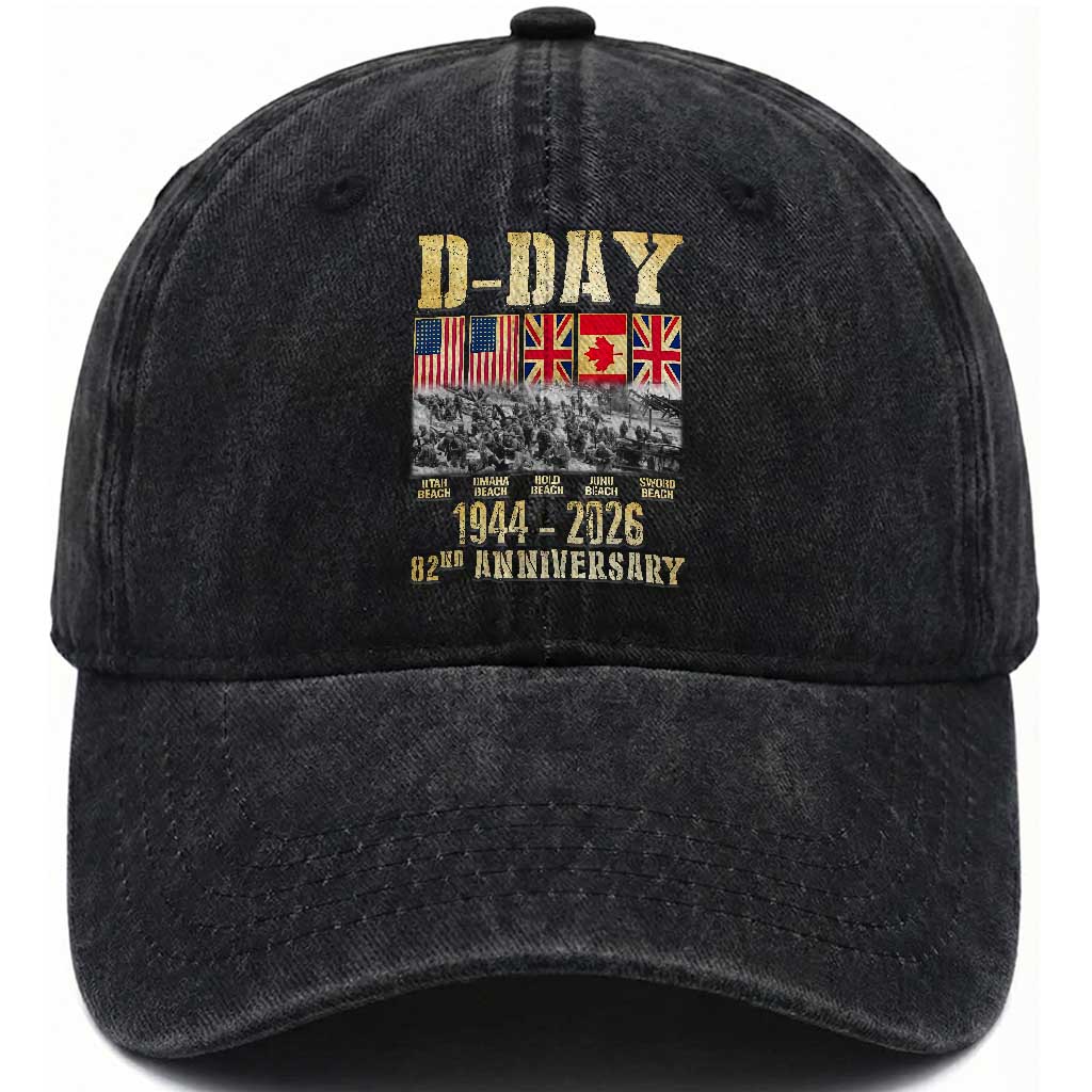 D Day 82nd Anniversary Honor History Normandy WWII Washed Cotton Baseball Cap TS11 Print Your Wear
