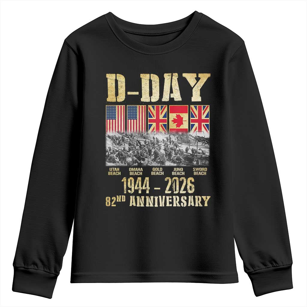 D Day 82nd Anniversary Honor History Normandy WWII Youth Sweatshirt TS11 Black Print Your Wear