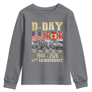 D Day 82nd Anniversary Honor History Normandy WWII Youth Sweatshirt TS11 Charcoal Print Your Wear