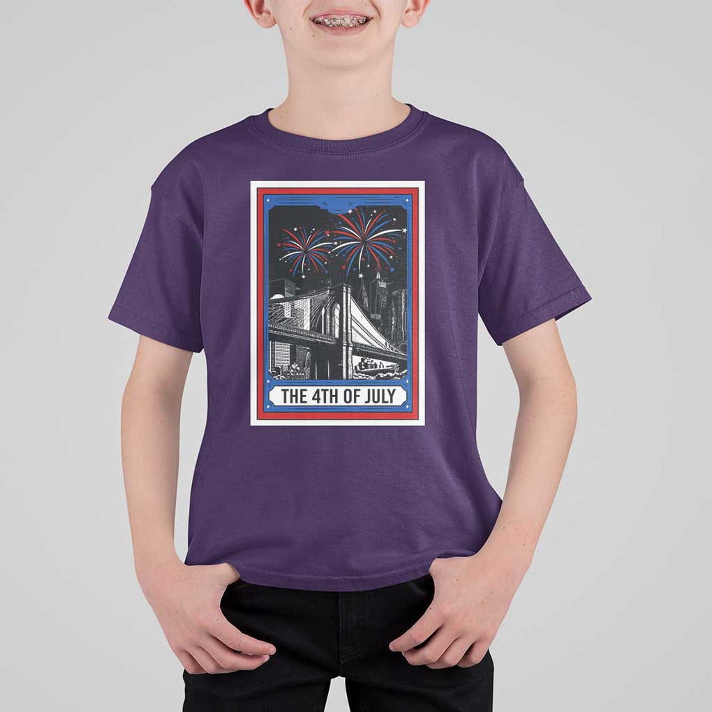 The 4th Of July T Shirt For Kid Vintage Tarot Card Dark Magic USA Fireworks TS11 Purple Print Your Wear