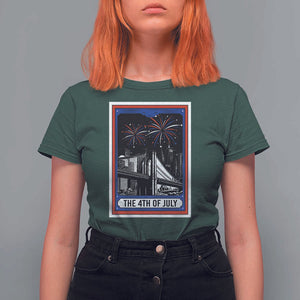 The 4th Of July T Shirt For Women Vintage Tarot Card Dark Magic USA Fireworks TS11 Dark Forest Green Print Your Wear