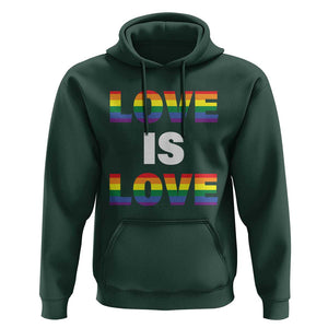 LGBTQ Hoodie Love Is Love Rainbow Gay Pride Queer TS11 Dark Forest Green Print Your Wear