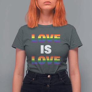 LGBTQ T Shirt For Women Love Is Love Rainbow Gay Pride Queer TS11 Dark Heather Print Your Wear
