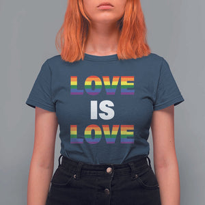 LGBTQ T Shirt For Women Love Is Love Rainbow Gay Pride Queer TS11 Navy Print Your Wear