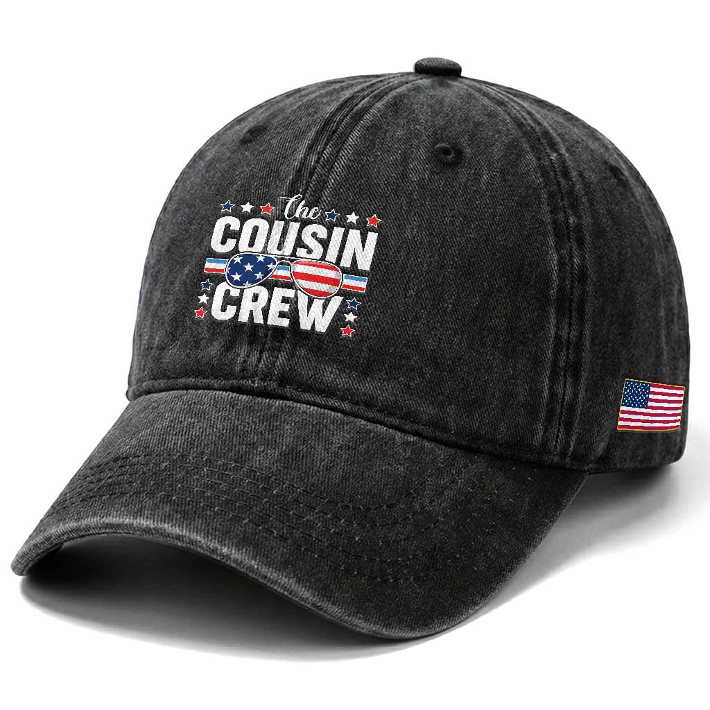 Funny The Cousin Crew 4th Of July Washed Cotton Baseball Cap Patriotic American Family Matching TS11 Print Your Wear