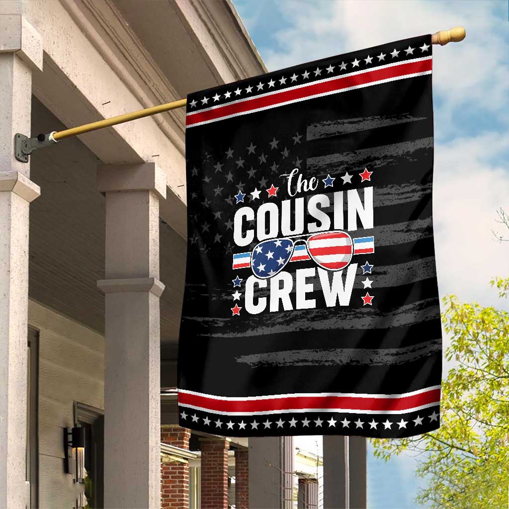 Funny The Cousin Crew 4th Of July Garden Flag Patriotic American Family Matching TS11 Distressed Black Red Print Your Wear