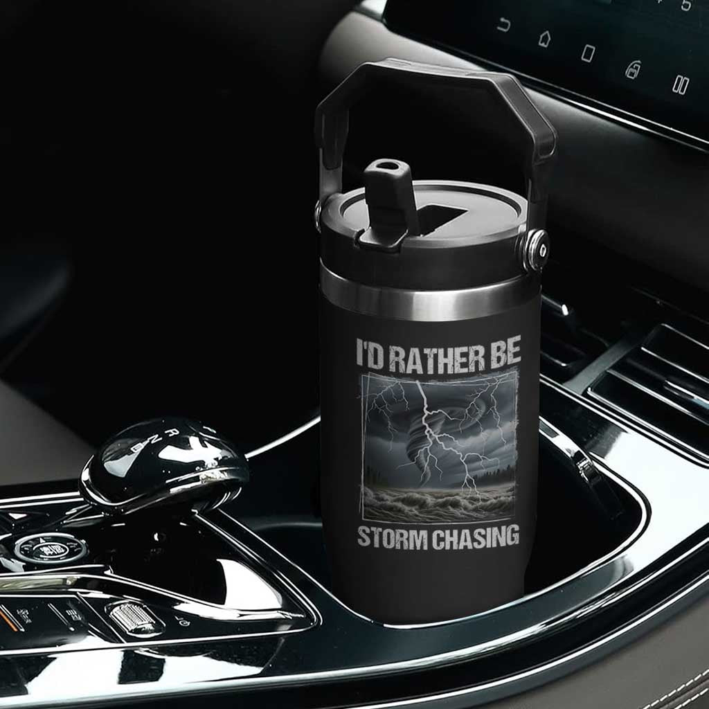 Funny I Would Rather Be Storm Chasing Flip Straw Tumbler Storm Tornado Lover TS11 Print Your Wear