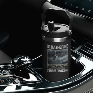 Funny I Would Rather Be Storm Chasing Flip Straw Tumbler Storm Tornado Lover TS11 Print Your Wear