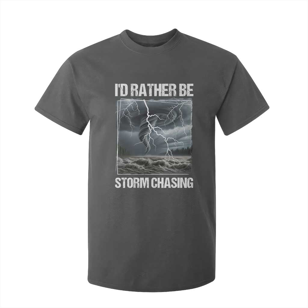 Funny I Would Rather Be Storm Chasing T Shirt For Kid Storm Tornado Lover TS11 Dark Heather Print Your Wear