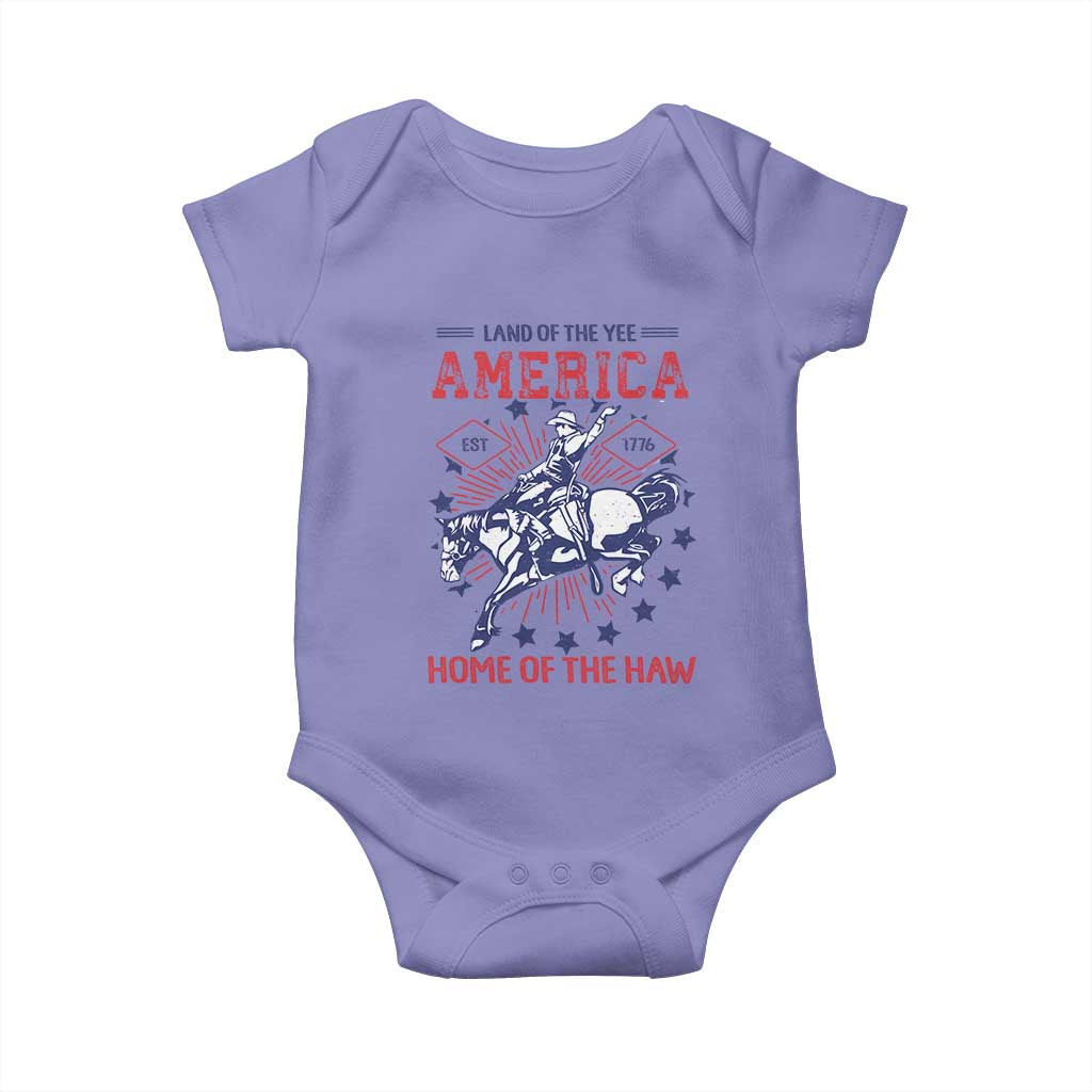 Funny 4th of July Western Cowboy Baby Onesie America Land Of The Yee Home Of The Haw TS11 Violet Print Your Wear