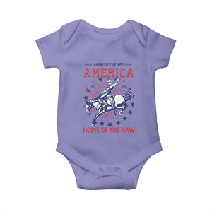 Funny 4th of July Western Cowboy Baby Onesie America Land Of The Yee Home Of The Haw TS11 Violet Print Your Wear