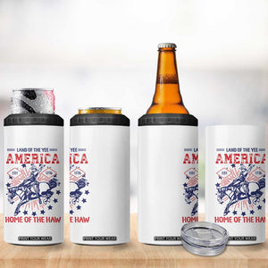 Funny 4th of July Western Cowboy 4 in 1 Can Cooler Tumbler America Land Of The Yee Home Of The Haw TS11 Print Your Wear