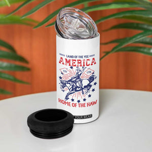 Funny 4th of July Western Cowboy 4 in 1 Can Cooler Tumbler America Land Of The Yee Home Of The Haw TS11 Print Your Wear