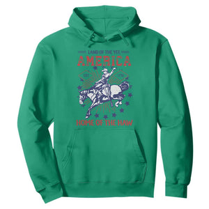 Funny 4th of July Western Cowboy Hoodie America Land Of The Yee Home Of The Haw TS11 Irish Green Print Your Wear