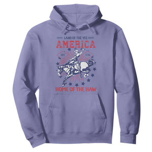 Funny 4th of July Western Cowboy Hoodie America Land Of The Yee Home Of The Haw TS11 Violet Print Your Wear