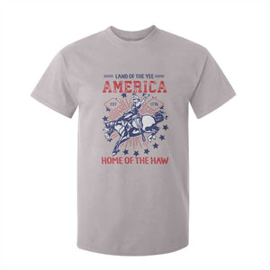 Funny 4th of July Western Cowboy T Shirt For Kid America Land Of The Yee Home Of The Haw TS11 Ice Gray Print Your Wear