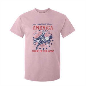 Funny 4th of July Western Cowboy T Shirt For Kid America Land Of The Yee Home Of The Haw TS11 Light Pink Print Your Wear