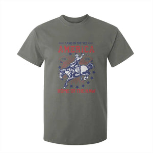 Funny 4th of July Western Cowboy T Shirt For Kid America Land Of The Yee Home Of The Haw TS11 Military Green Print Your Wear