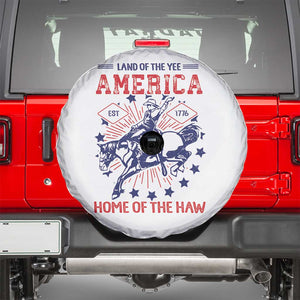 Funny 4th of July Western Cowboy Spare Tire Cover America Land Of The Yee Home Of The Haw TS11 White Print Your Wear