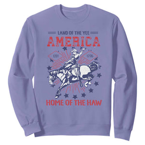 Funny 4th of July Western Cowboy Sweatshirt America Land Of The Yee Home Of The Haw TS11 Violet Print Your Wear