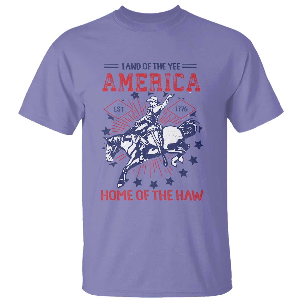 Funny 4th of July Western Cowboy T Shirt America Land Of The Yee Home Of The Haw TS11 Violet Print Your Wear