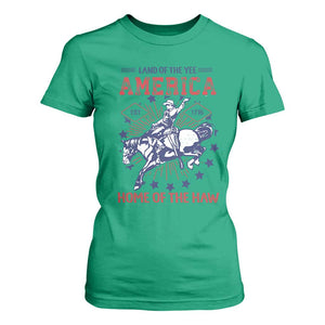 Funny 4th of July Western Cowboy T Shirt For Women America Land Of The Yee Home Of The Haw TS11 Irish Green Print Your Wear
