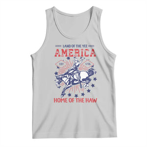 Funny 4th of July Western Cowboy Tank Top America Land Of The Yee Home Of The Haw TS11 Ash Print Your Wear