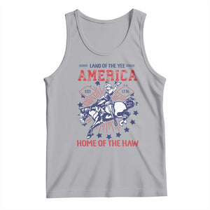 Funny 4th of July Western Cowboy Tank Top America Land Of The Yee Home Of The Haw TS11 Athletic Heather Print Your Wear