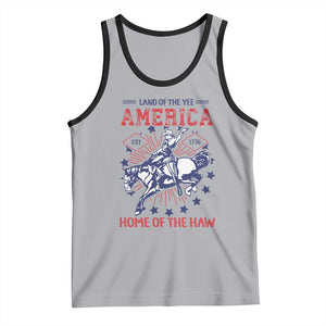 Funny 4th of July Western Cowboy Tank Top America Land Of The Yee Home Of The Haw TS11 Athletic Heather Black Print Your Wear