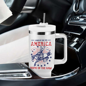 Funny 4th of July Western Cowboy Tumbler With Handle America Land Of The Yee Home Of The Haw TS11 Print Your Wear