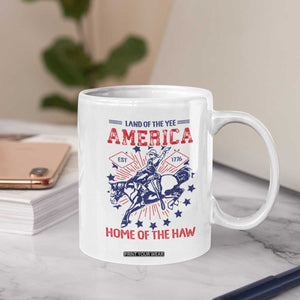 Funny 4th of July Western Cowboy Coffee Mug America Land Of The Yee Home Of The Haw TS11 Print Your Wear