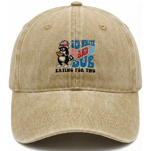 Funny 4th Of July Pregnancy Announcement Racoon Washed Cotton Baseball Cap Red White And Due Eating For Two TS11 Washed Cap Universal Fit Khaki Print Your Wear
