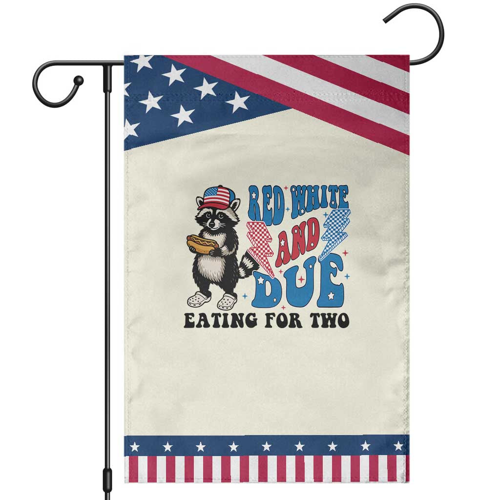 Funny 4th Of July Pregnancy Announcement Racoon Garden Flag Red White And Due Eating For Two TS11 Modern Beige Blue Print Your Wear