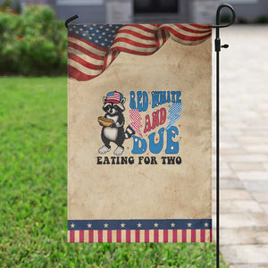 Funny 4th Of July Pregnancy Announcement Racoon Garden Flag Red White And Due Eating For Two TS11 Vintage Rustic Tan Navy Print Your Wear