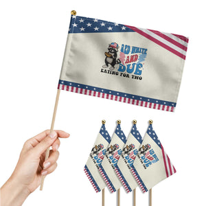 Funny 4th Of July Pregnancy Announcement Racoon Patriotic Handheld Flag Red White And Due Eating For Two TS11 Print Your Wear