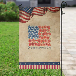 Funny 4th Of July Pregnancy Announcement Garden Flag Growing An American Baby USA Flag Flowers TS11 Vintage Rustic Tan Navy Print Your Wear