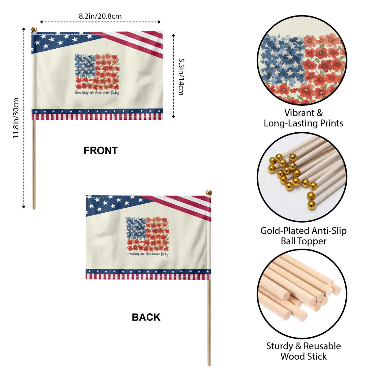 Funny 4th Of July Pregnancy Announcement Patriotic Handheld Flag Growing An American Baby USA Flag Flowers TS11 Print Your Wear