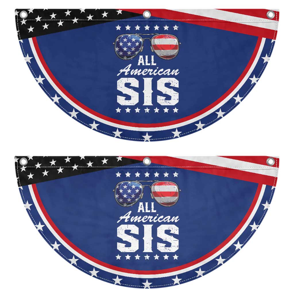 Funny All American Sis 4th Of July Patriotic Fan Flag Family Matching Sunglasses
