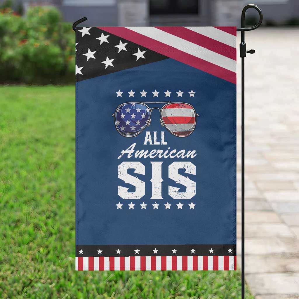 Funny All American Sis 4th Of July Garden Flag Family Matching Sunglasses TS11 Classic Blue Black Print Your Wear