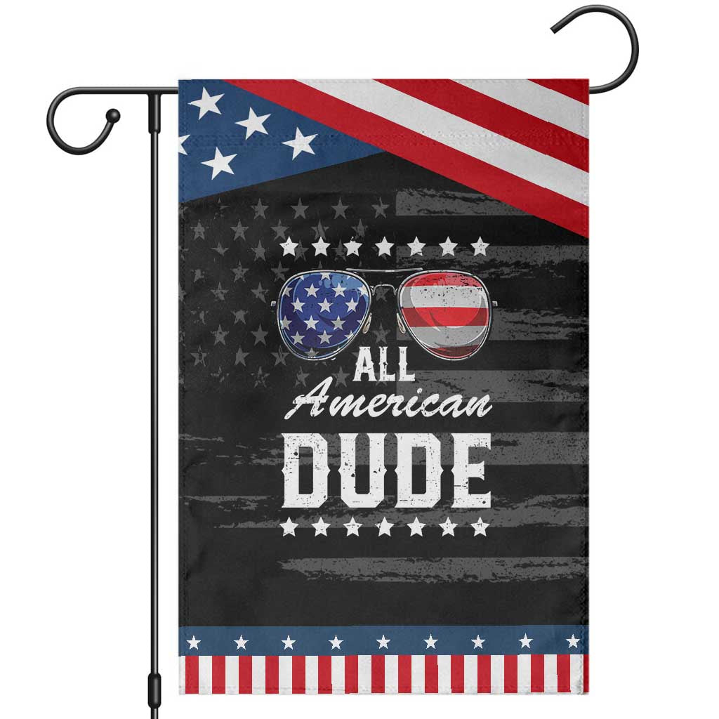 Funny All American Dude 4th Of July Garden Flag Family Matching Sunglasses TS11 Distressed Black Blue Print Your Wear