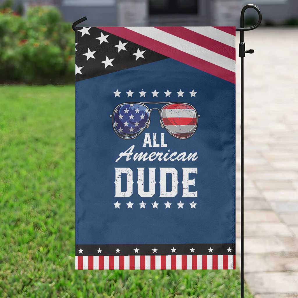 Funny All American Dude 4th Of July Garden Flag Family Matching Sunglasses TS11 Classic Blue Black Print Your Wear