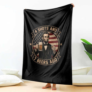 Abraham Lincoln 4 Shots and 7 Beers Ago Beer Drinking Throw Blanket