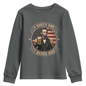 Abraham Lincoln 4 Shots and 7 Beers Ago Beer Drinking Youth Sweatshirt