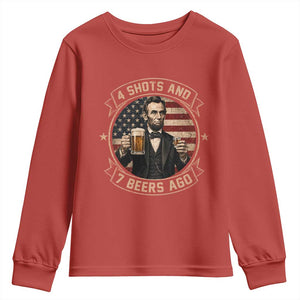Abraham Lincoln 4 Shots and 7 Beers Ago Beer Drinking Youth Sweatshirt