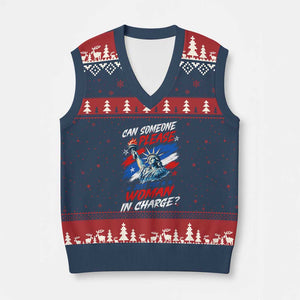 Can Someone Please Just Put A Woman in Charge V-Neck Knit Sweater Vest 4th of July Feminist