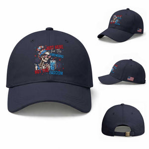 Just Here For The Fireworks Not The Fascism Baseball Cap Funny Skeleton 4th of July