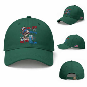 Just Here For The Fireworks Not The Fascism Baseball Cap Funny Skeleton 4th of July